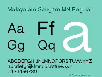 Malayalam Sangam MN Regular 7.0d3e1 Font Sample