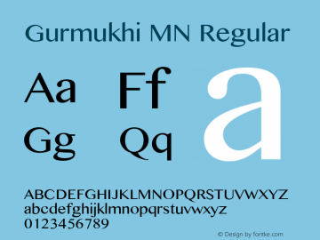 Gurmukhi MN Regular 7.0d2e1 Font Sample