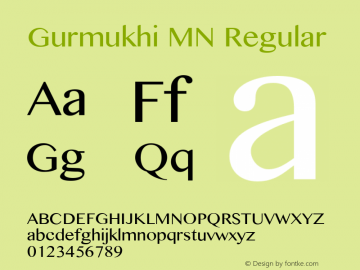 Gurmukhi MN Regular 7.0d4e1 Font Sample