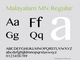 Malayalam MN Regular 7.0d3e1 Font Sample