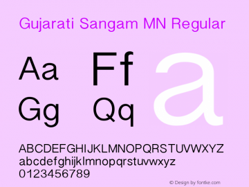 Gujarati Sangam MN Regular 7.0d3e1 Font Sample