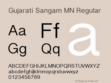 Gujarati Sangam MN Regular Version 1.000 2009 initial release Font Sample