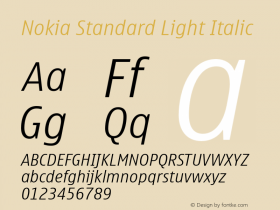 Nokia Standard Light Italic Version 1.00图片样张