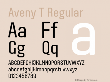Aveny T Regular Version 1.002 Font Sample