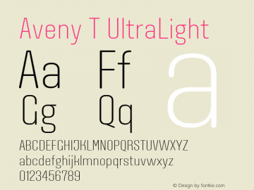 Aveny T UltraLight Version 1.002 Font Sample