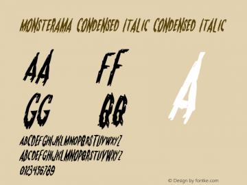 Monsterama Condensed Italic Condensed Italic 001.000 Font Sample