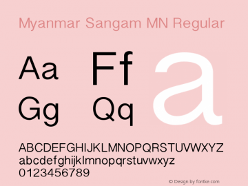 Myanmar Sangam MN Regular 7.0d2e1 Font Sample