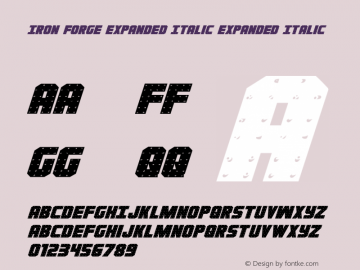 Iron Forge Expanded Italic Expanded Italic 001.000 Font Sample