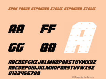 Iron Forge Expanded Italic Expanded Italic 001.000 Font Sample