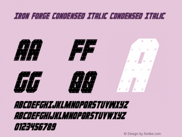 Iron Forge Condensed Italic Condensed Italic 001.000 Font Sample