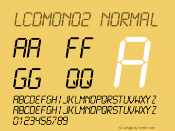 LCDMono2 Normal Altsys Fontographer 4.0.4 1999/10/30 Font Sample