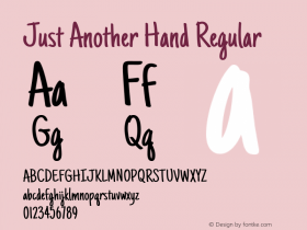 Just Another Hand Regular Version 1.000 Font Sample