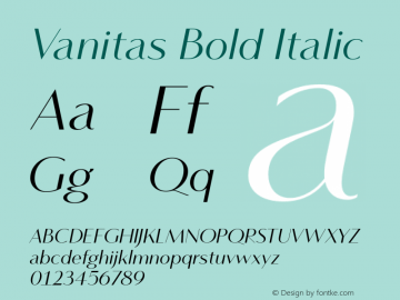 Vanitas Bold Italic 0.000图片样张