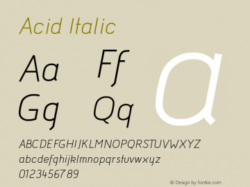 Acid Italic Unknown Font Sample