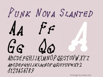 Punk Nova Slanted Version 001.003 Font Sample