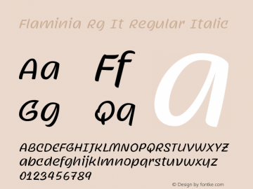 Flaminia Rg It Regular Italic Version 1.7 Font Sample