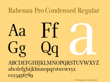 Rabenau Pro Condensed Regular Version 1.01 Font Sample