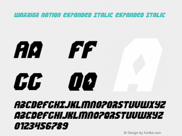 Warrior Nation Expanded Italic Expanded Italic 001.000 Font Sample