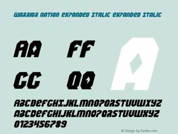 Warrior Nation Expanded Italic Expanded Italic 001.000 Font Sample