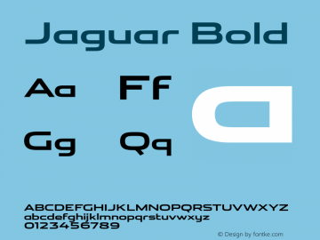 Jaguar Bold Version 1.001 Font Sample