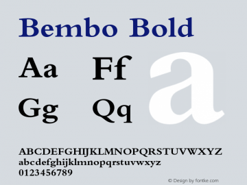 Bembo Bold 001.000 Font Sample