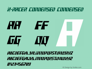 X-Racer Condensed Condensed 001.000 Font Sample