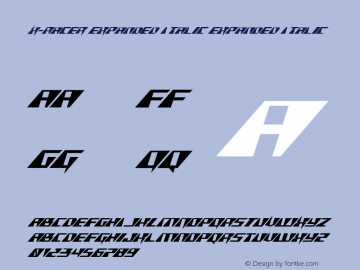 X-Racer Expanded Italic Expanded Italic 001.000 Font Sample