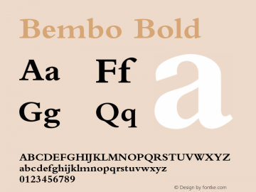 Bembo Bold 001.000 Font Sample
