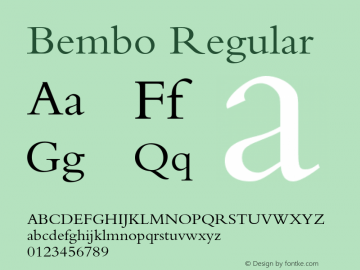 Bembo Regular 001.000 Font Sample