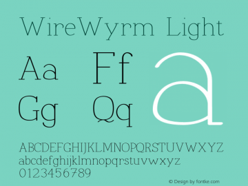 WireWyrm Light Version 001.000 Font Sample