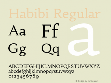 Habibi Regular Version 1.001 Font Sample