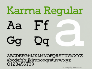 Karma Regular Version 001.000 Font Sample