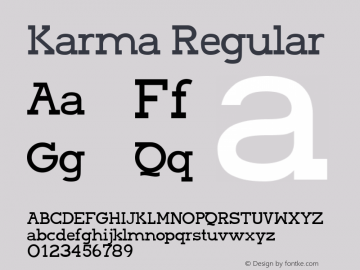 Karma Regular Version 001.000 Font Sample