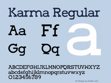 Karma Regular Version 001.000 Font Sample