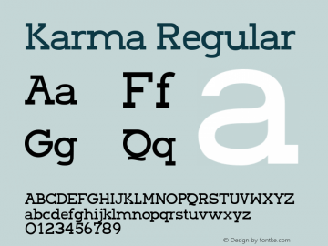 Karma Regular Version 001.000 Font Sample