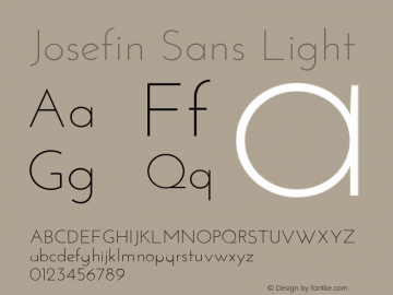 Josefin Sans Light Version 1.0 Font Sample