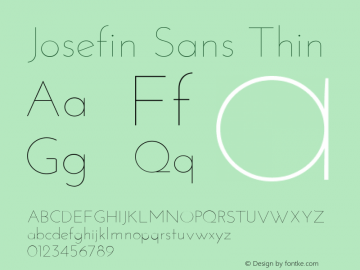 Josefin Sans Thin Version 1.0 Font Sample