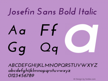 Josefin Sans Bold Italic Version 1.0 Font Sample