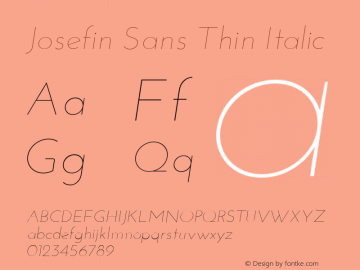 Josefin Sans Thin Italic Version 1.0 Font Sample