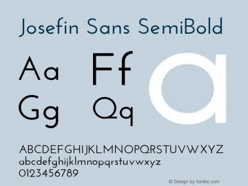 Josefin Sans SemiBold Version 1.0 Font Sample