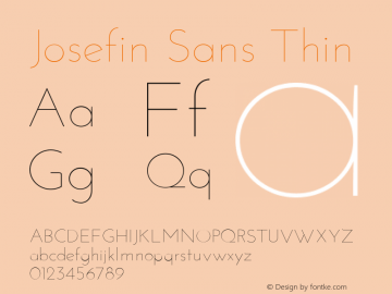 Josefin Sans Thin Version 1.0 Font Sample