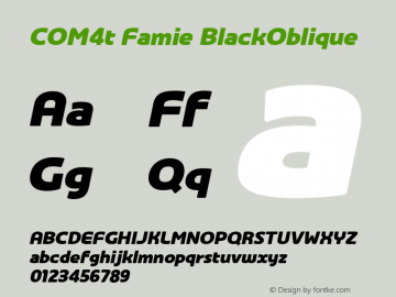 COM4t Famie BlackOblique Macromedia Fontographer 4.1J 56.8.27 Font Sample