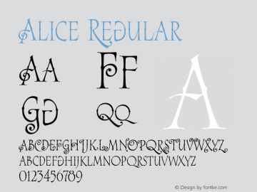 Alice Regular Version 0.000 2009 initial release图片样张