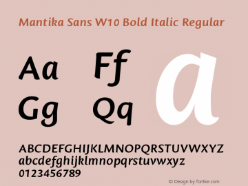 Mantika Sans W10 Bold Italic Regular Version 1.00图片样张