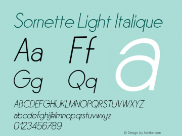 Sornette Light Italique Fontographer 4.7 17/01/12 FG4M­0000002045图片样张