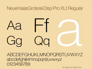 NeueHaasGroteskDisp Pro XLt Regular Version 1.01 Font Sample