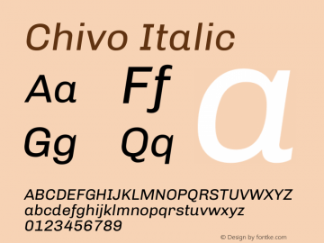 Chivo Italic 1.000 Font Sample