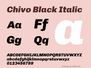Chivo Black Italic 1.000 Font Sample