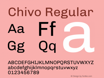 Chivo Regular Version 1.003;PS 001.003;hotconv 1.0.70;makeotf.lib2.5.58329 Font Sample