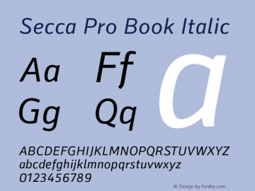 Secca Pro Book Italic 1.000 Font Sample